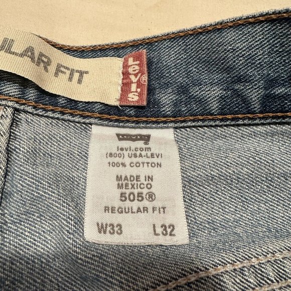 Vintage Levis 505 Regular Fit Jeans 33x32 27.5" Distressed Red Tab - Picture 4 of 16